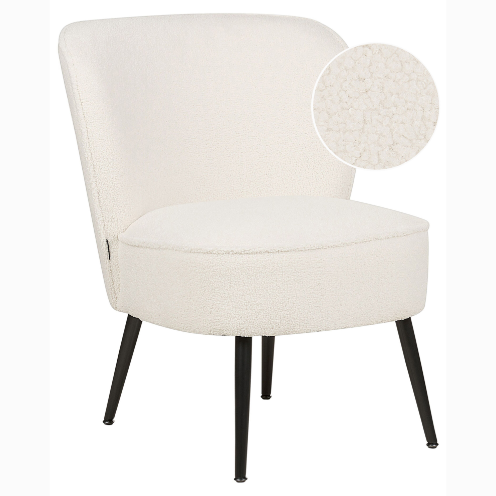 Beliani White Armchair Voss Boucle