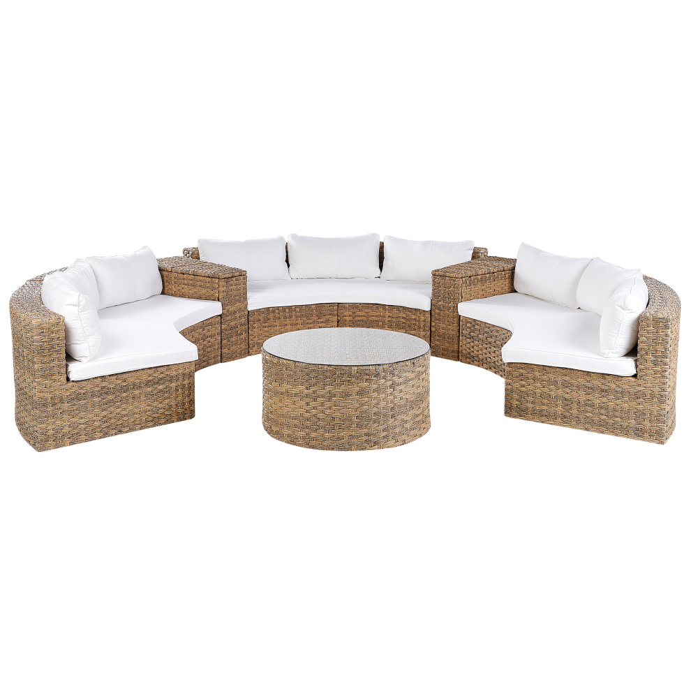 Garden Lounge Set with Table 9 Seater SEVERO PE Rattan Golden Brown-image-OPC-PDJ8XHN-NEW