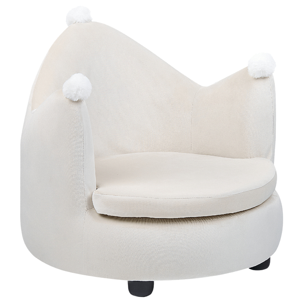Kids Armchair Crown VEGA Velvet Light Beige-image-OPC-PDHYDWH-NEW