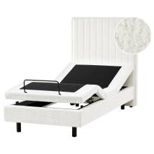 Adjustable Bed Boucle CASTELLAN 90 x 200 cm (EU Single) Off-White