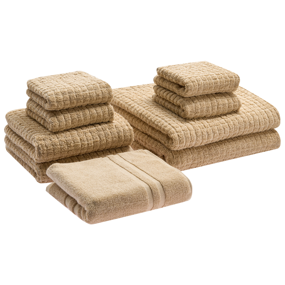 Set of 9 Towels ATAI Cotton Sand Beige-image-OPC-PM7C2RF-NEW