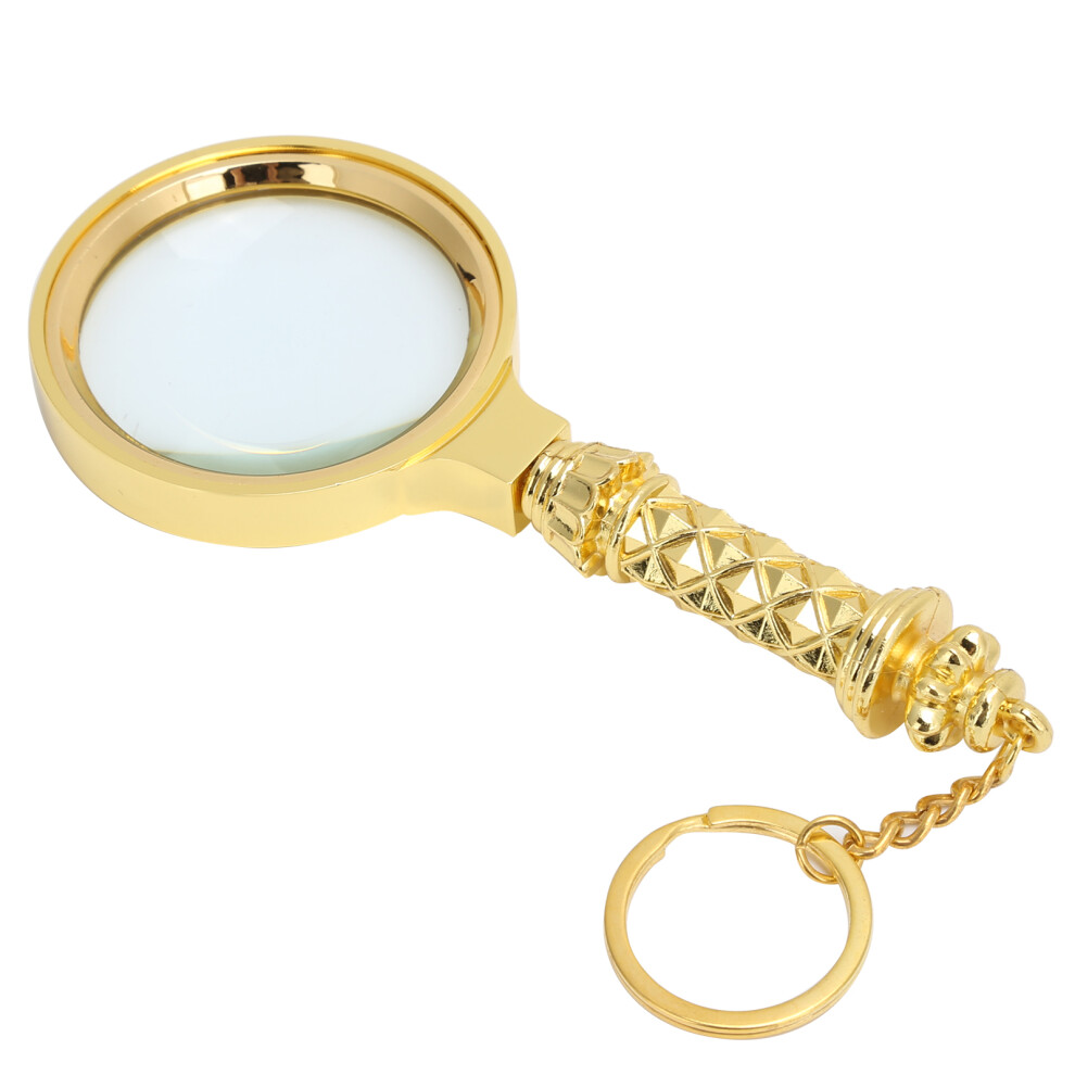 Zinc Alloy Carved Handle 8x Magnifying Glass with Key Ring 60mm