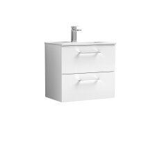 Balterley Level Modern Bathroom 2 Soft Close Drawer & Minimalist Wall Hung Vanity Unit Basin, Gloss White, 440mm