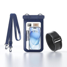 (With Armband ( Navy Blue ), Not Specified) Cell Phone Waterproof Bag IPX8 30m Waterproof Touch Screen Phone Case Sports Outdoor Waterproof Bag