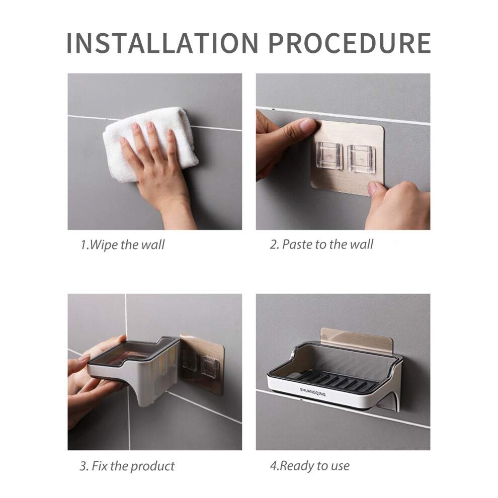 Wall Mounted Soap Dish with Hanger Shower Bathroom Drain-image-OPC-PMWZC9M-NEW