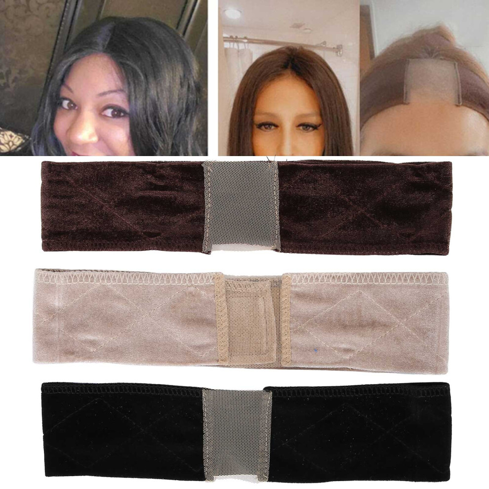 Unisex Velvet Wig Grip Bands 3Pcs Adjustable Fixing Headbands For Wigs