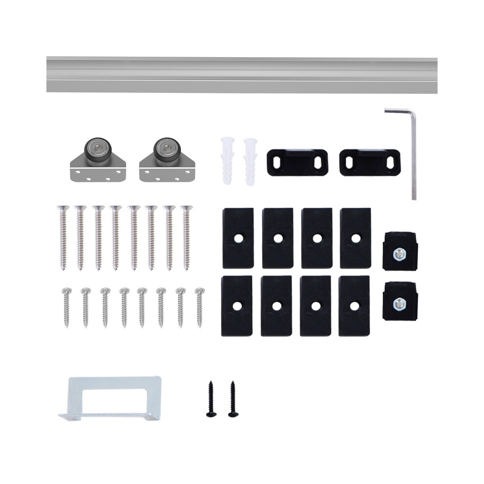 HOMCOM 6FT Sliding Barn Door Hardware Track Kit - Modern Closet System for Wooden Doors Robust Steel Construction Easy Mount-image-OPC-PMWZCQS-NEW