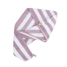 Hair Towel Wrap Coral Fleece Hair Drying-Purple white strips