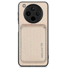 (Apricot) For Oppo Find X8 5g Case Carbon Fiber Leather Back Cover With Detachable Card Bag - Green