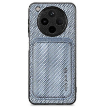 (Blue) For Oppo Find X8 5g Case Carbon Fiber Leather Back Cover With Detachable Card Bag - Green