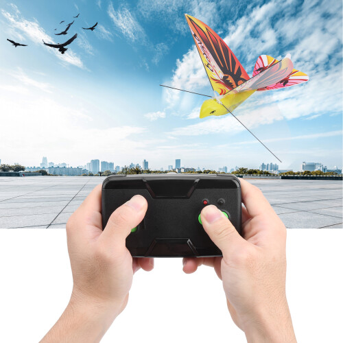 Durable Orange RC Flying Bird Toy with Lights and Adjustable Flight Path