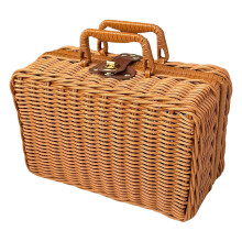 Imitation Rattan Storage Basket Handheld Wicker Case-Brown size