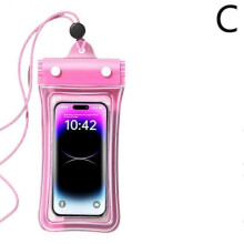 (Pink) Waterproof Phone Pouch Underwater Case Cover Universal Dry Bag Mobile Dive