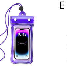 (Purple) Waterproof Phone Pouch Underwater Case Cover Universal Dry Bag Mobile Dive