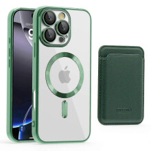 (Blackish Green) For iPhone 16 Pro Case Compatible with MagSafe TPU + PC Mobile Cover with Card Bag