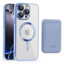 (Baby Blue) For iPhone 16 Pro Case Compatible with MagSafe TPU + PC Mobile Cover with Card Bag
