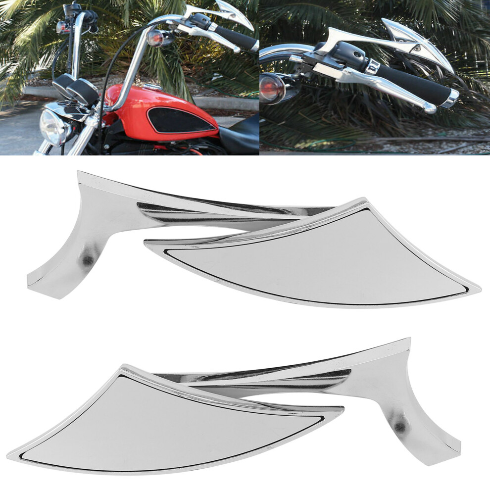 2Pcs Chrome Aluminum Motorcycle Rearview Mirrors 8Mm/10Mm Thread 4961360028270