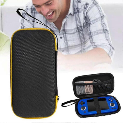 (Black) Game Console Storage Bag Multilayer Case for RG40XX H Shockproof Protective 1