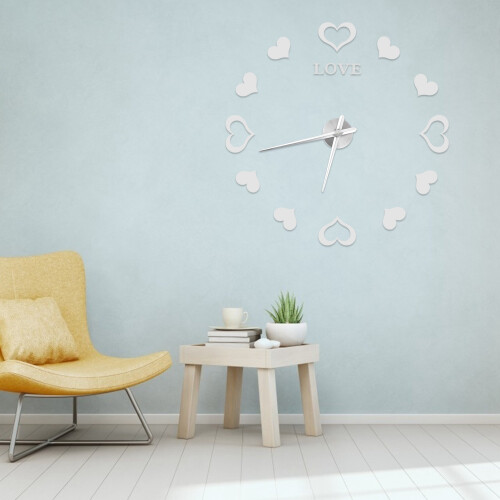 DIY Acrylic Mirror Wall Clock, 120x120cm, Silver 2