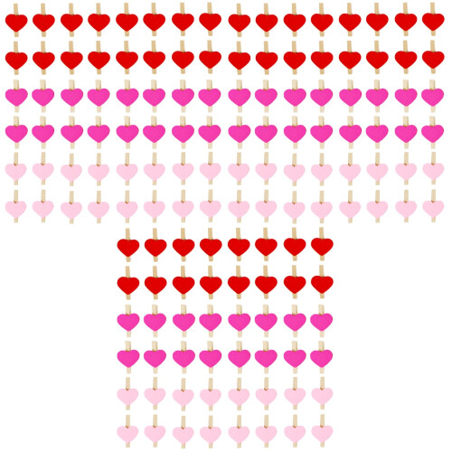 450 Unidades 3 Cm Clips Madera Forma Corazón Rosa 2