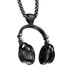 3 Pezzi Collana Con Cuffie Western Pendente Musicale