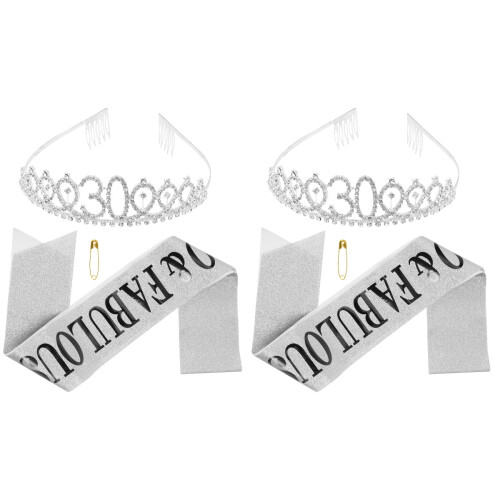 2Pcs Tiara De Aniversário Com Faixa Coroa Para 2