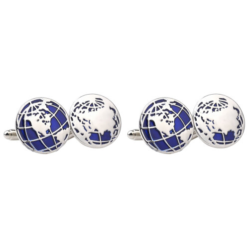 2 Pares De Abotoaduras Redondas Para Homem Punho Globo 2