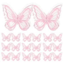 30 Unidades Aplicações De Com Borboletas Organza Bordadas