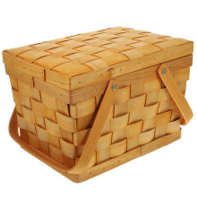 2Pcs Cesta De Madeira Com Alças E Tampa