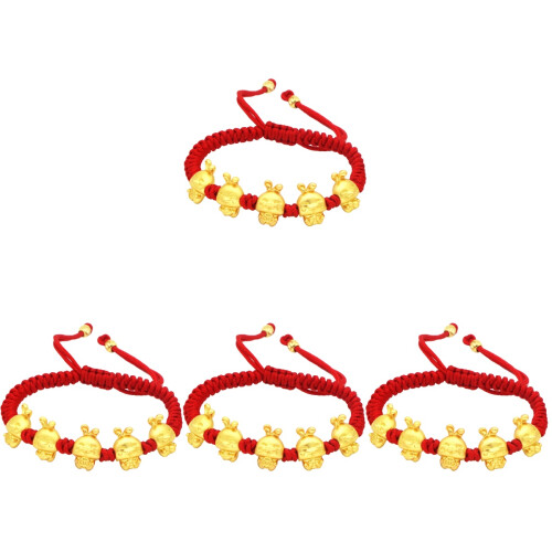 4Pcs Pulseira Zodiac Do Coelho Trançado Para 1