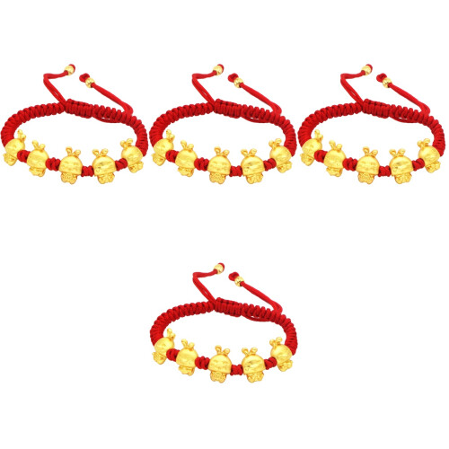 4Pcs Pulseira Zodiac Do Coelho Trançado Para 2