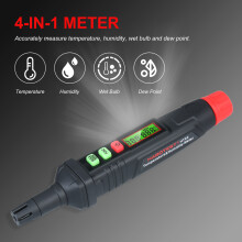 4-in-1 Digitales Thermo-Hygrometer Mini-Patron, 17,8 x 3 cm Schwarz & Rot