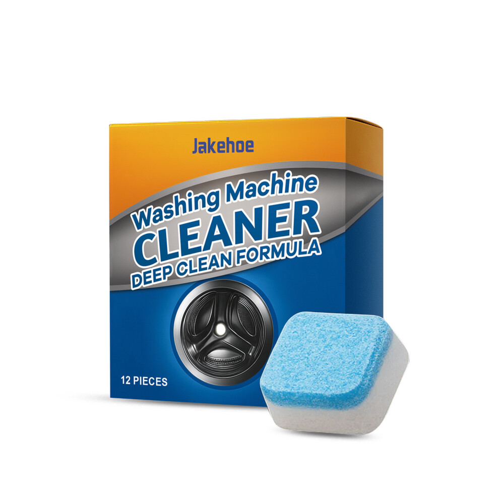 (12 pieces) JAKEHOE washing machine cleaning tablets mild decontamination and descaling effervescent tablets household washing machine daily cleaner