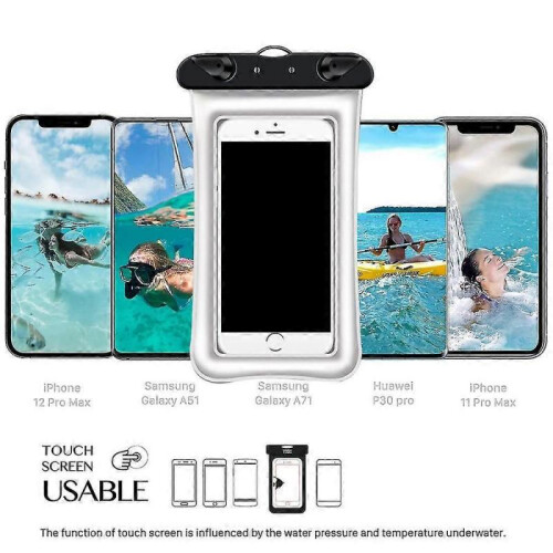 (White) Waterproof Float And Floating Cell Phone Waterproof Case Dry Bag Phone Pouch 2