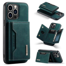 (For iPhone 15 Pro Max, Green) DG.MING M2 Series 3-Fold Card Bag Wallet Leather Phone Case