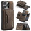(For iPhone 16 Pro, Coffee) DG.MING M2 Series 3-Fold Card Bag Wallet Leather Phone Case 1