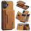 (For iPhone 16 Plus, Brown) DG.MING M2 Series 3-Fold Card Bag Wallet Leather Phone Case 1