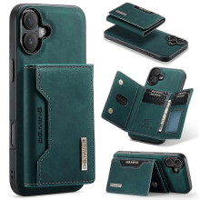 (For iPhone 16 Plus, Green) DG.MING M2 Series 3-Fold Card Bag Wallet Leather Phone Case