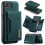 (For iPhone 16e, Green) DG.MING M2 Series 3-Fold Card Bag Wallet Leather Phone Case 1