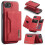 (For iPhone 16e, Red) DG.MING M2 Series 3-Fold Card Bag Wallet Leather Phone Case 1