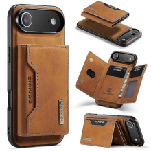 (For iPhone 17 Air, Brown) DG.MING M2 Series 3-Fold Card Bag Wallet Leather Phone Case