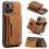 (For iPhone 15 Plus, Brown) DG.MING M2 Series 3-Fold Card Bag Wallet Leather Phone Case 1