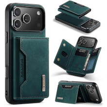 (For iPhone 17 Pro, Green) DG.MING M2 Series 3-Fold Card Bag Wallet Leather Phone Case