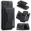 (For iPhone 16e, Black) DG.MING M2 Series 3-Fold Card Bag Wallet Leather Phone Case 1