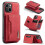 (For iPhone 15 Plus, Red) DG.MING M2 Series 3-Fold Card Bag Wallet Leather Phone Case 1