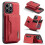 (For iPhone 15 Pro Max, Red) DG.MING M2 Series 3-Fold Card Bag Wallet Leather Phone Case 1