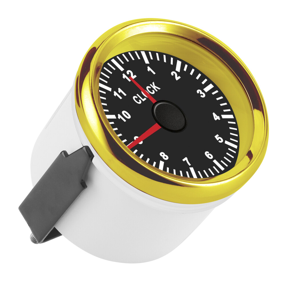 2In Car Boat Yacht Hourmeter & Clock Gauge 0-12H With Backlight Display Red 3791360042256