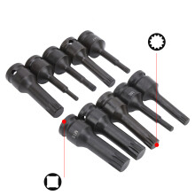 10Pcs 1/2in Square Socket Set CRMO Impact Bits M5-M18 Black