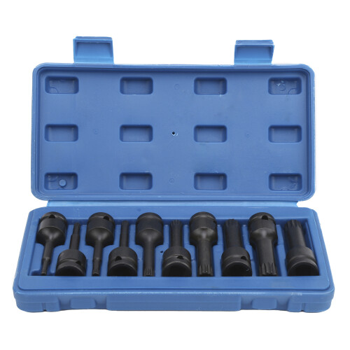 10Pcs 1/2in Square Socket Set CRMO Impact Bits M5-M18 Black 1