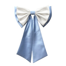 Women's Waist Ornament Large Bowknot Decorative-Blue and white